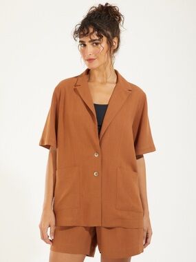 Free People Rust Short Sleeve Blazer